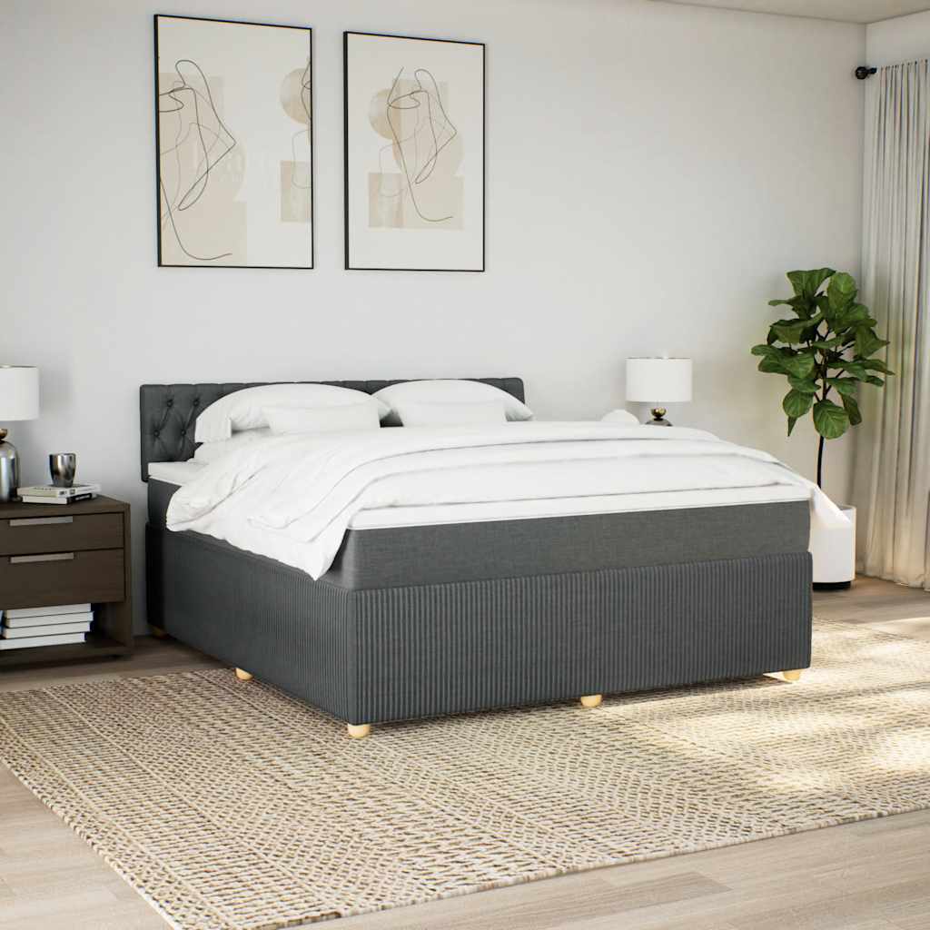 Sommier à lattes de lit avec matelas Gris foncé 180x200cm Tissu - XIOS