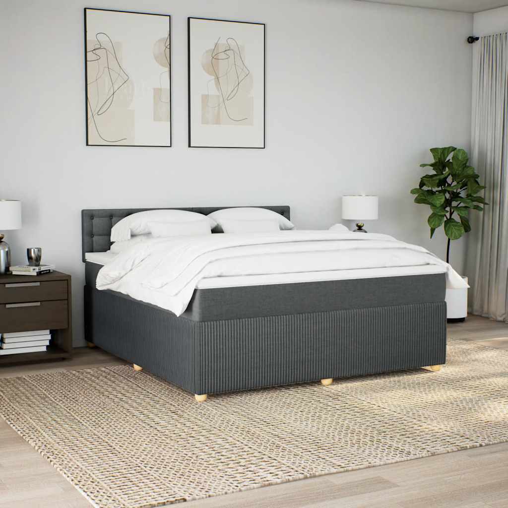 Sommier à lattes de lit avec matelas Gris foncé 180x200cm Tissu - XIOS
