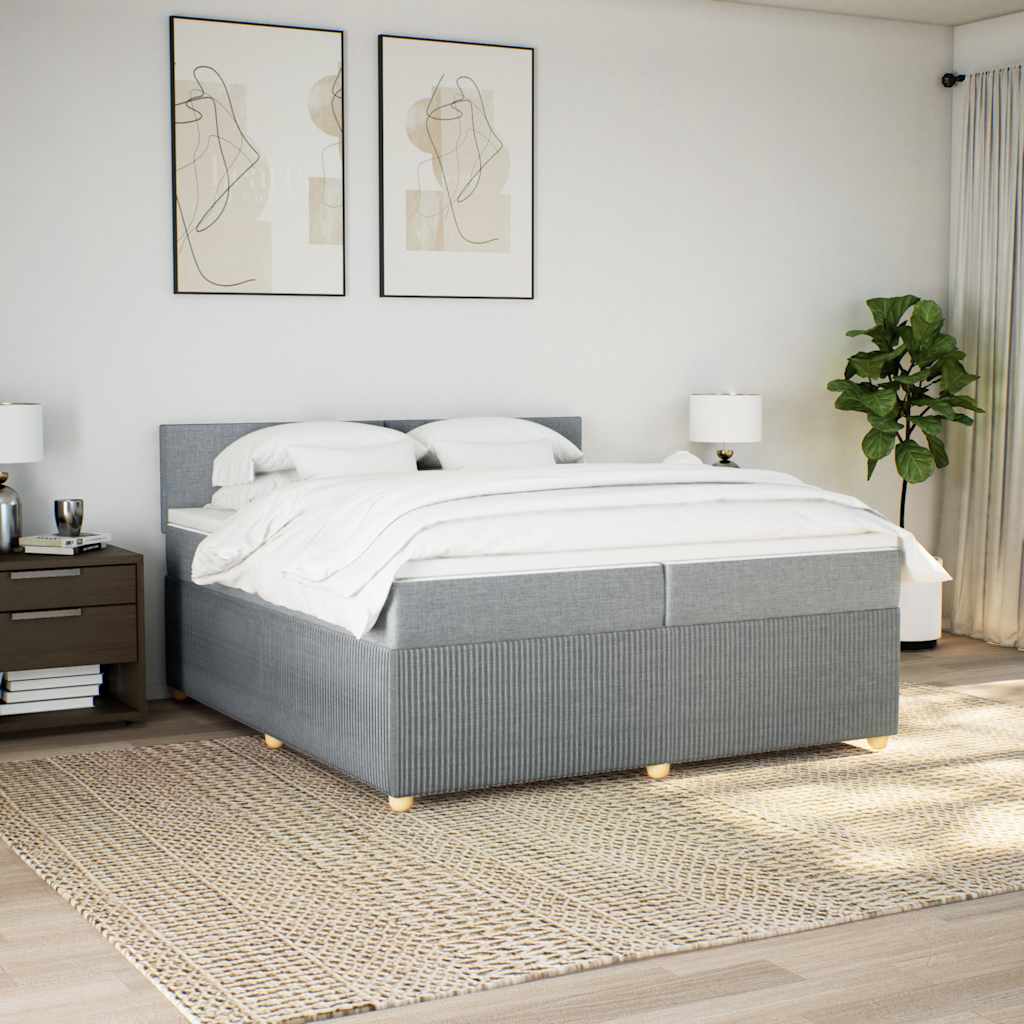 Sommier à lattes de lit avec matelas Gris clair 200x200cm Tissu - XIOS