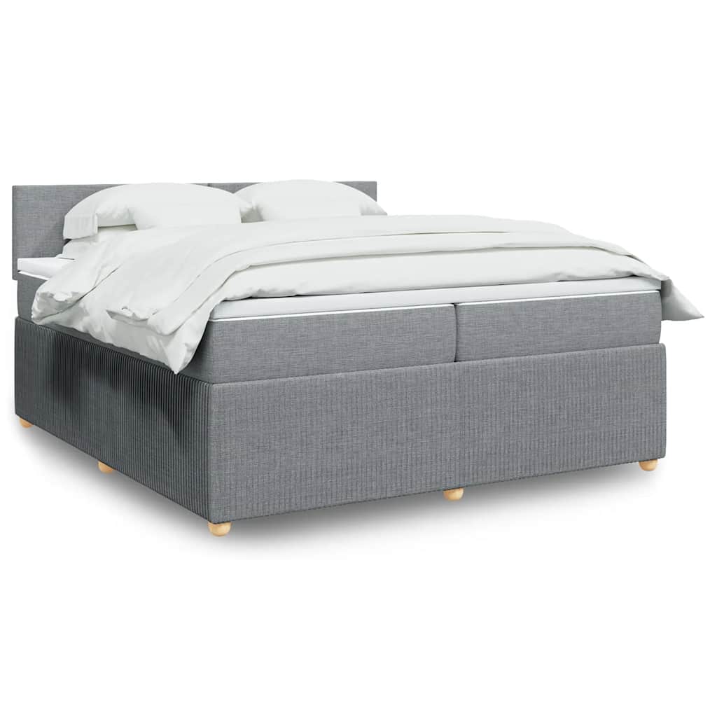 Sommier à lattes de lit avec matelas Gris clair 200x200cm Tissu - XIOS