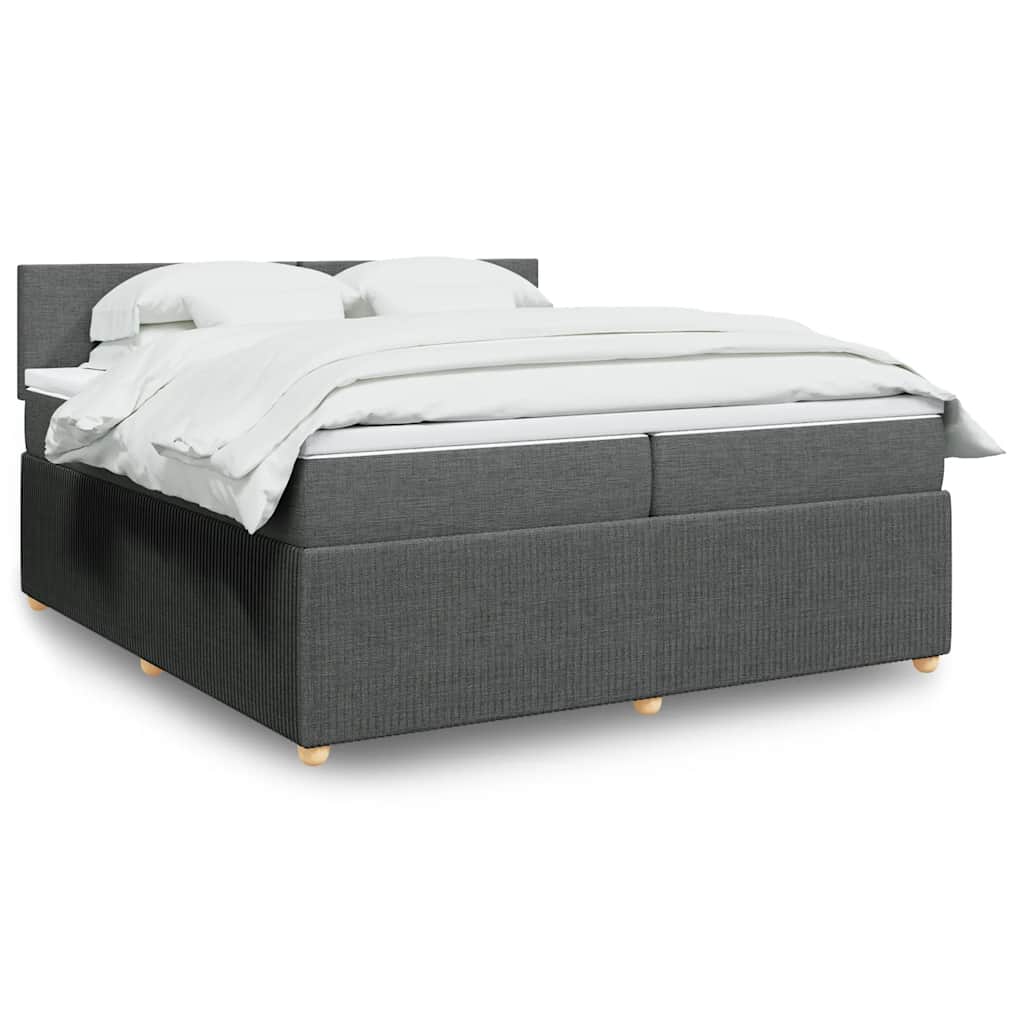 Sommier à lattes de lit avec matelas Gris foncé 200x200cm Tissu - XIOS