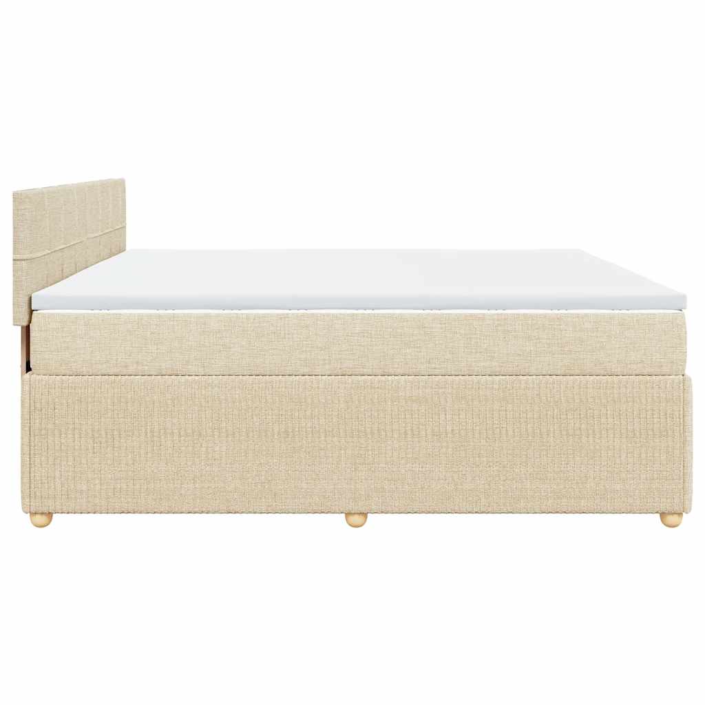 Sommier à lattes de lit avec matelas Crème 200x200 cm Tissu - XIOS