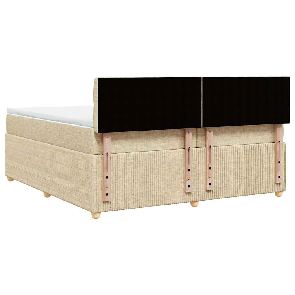 Sommier à lattes de lit avec matelas Crème 200x200 cm Tissu - XIOS