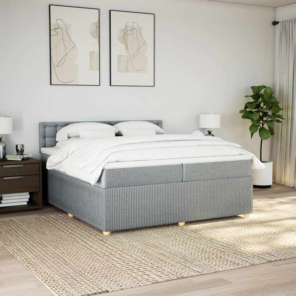 Sommier à lattes de lit avec matelas Gris clair 200x200cm Tissu - XIOS