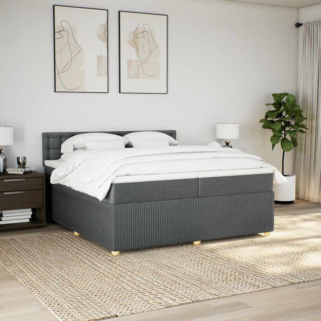 Sommier à lattes de lit avec matelas Gris foncé 200x200cm Tissu - XIOS