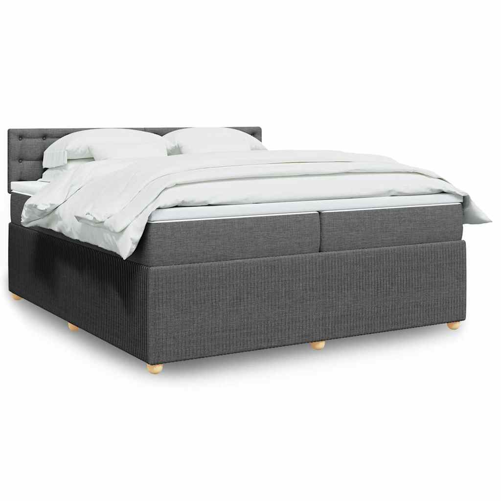 Sommier à lattes de lit avec matelas Gris foncé 200x200cm Tissu - XIOS
