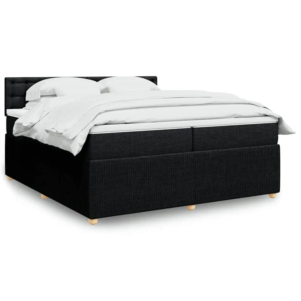 Sommier à lattes de lit avec matelas Noir 200x200 cm Tissu - XIOS