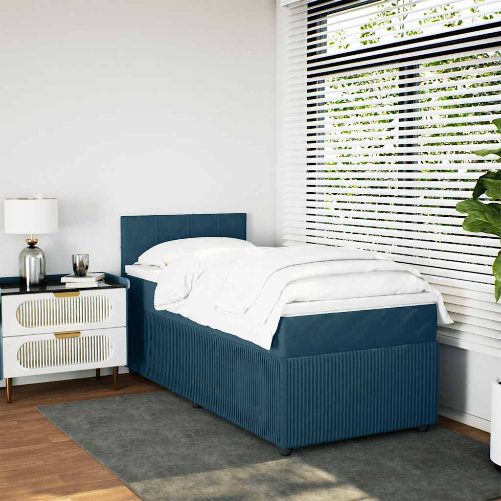 Sommier à lattes de lit avec matelas bleu 80x200 cm velours - XIOS