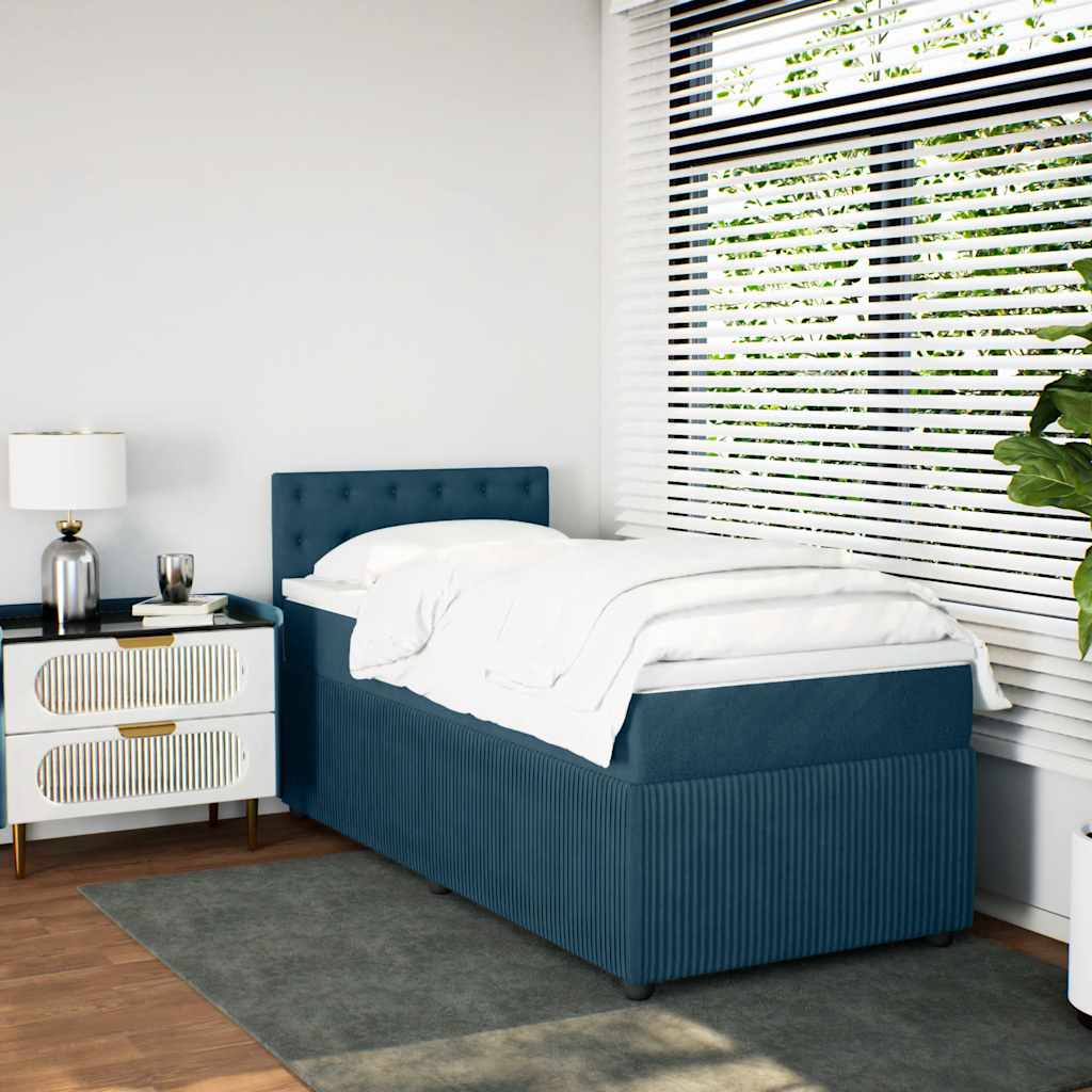 Sommier à lattes de lit avec matelas bleu 80x200 cm velours - XIOS