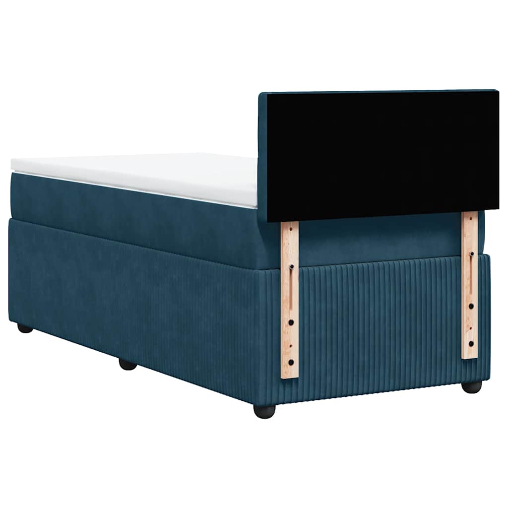 Sommier à lattes de lit avec matelas bleu 80x200 cm velours - XIOS
