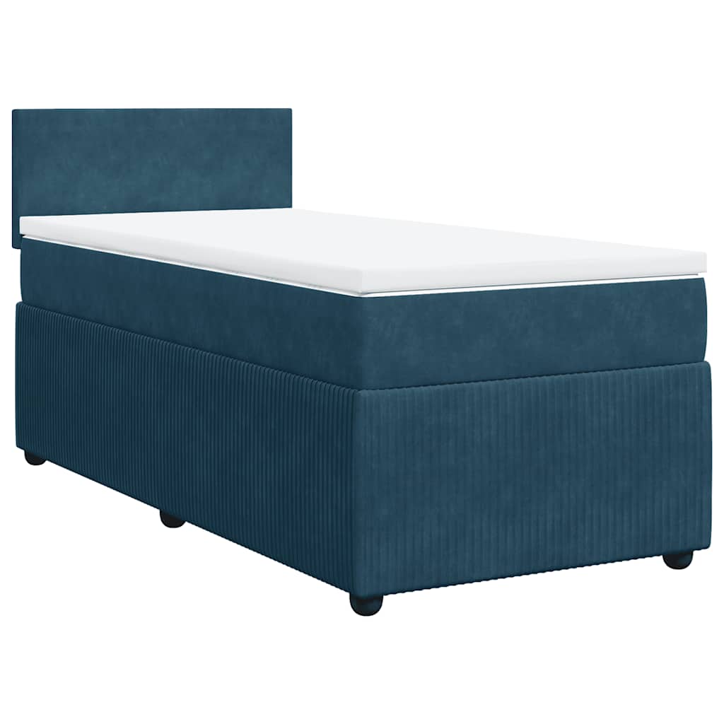 Sommier à lattes de lit avec matelas bleu 90x200 cm velours - XIOS
