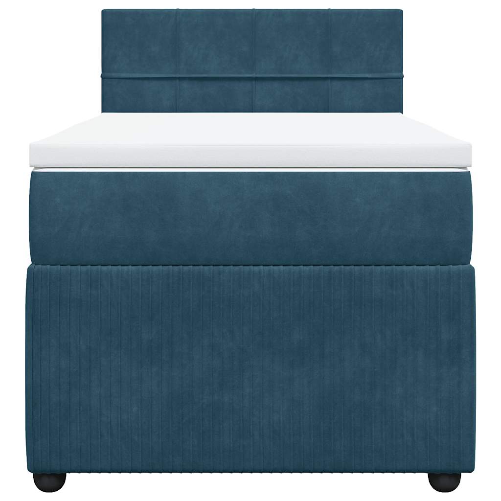 Sommier à lattes de lit avec matelas bleu 90x200 cm velours - XIOS