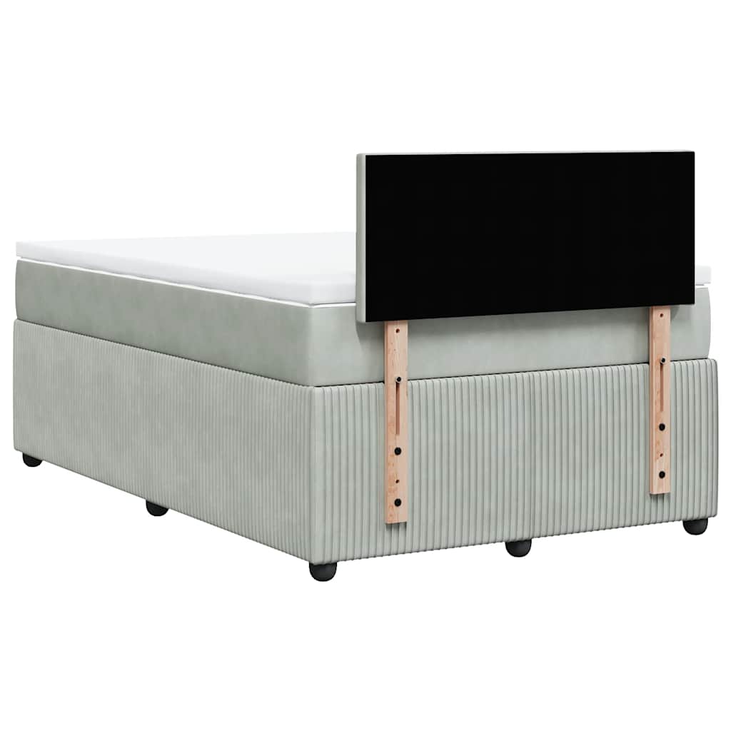 Sommier à lattes de lit et matelas gris clair 120x190cm velours - XIOS