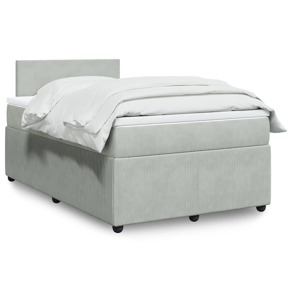 Sommier à lattes de lit et matelas gris clair 120x190cm velours - XIOS