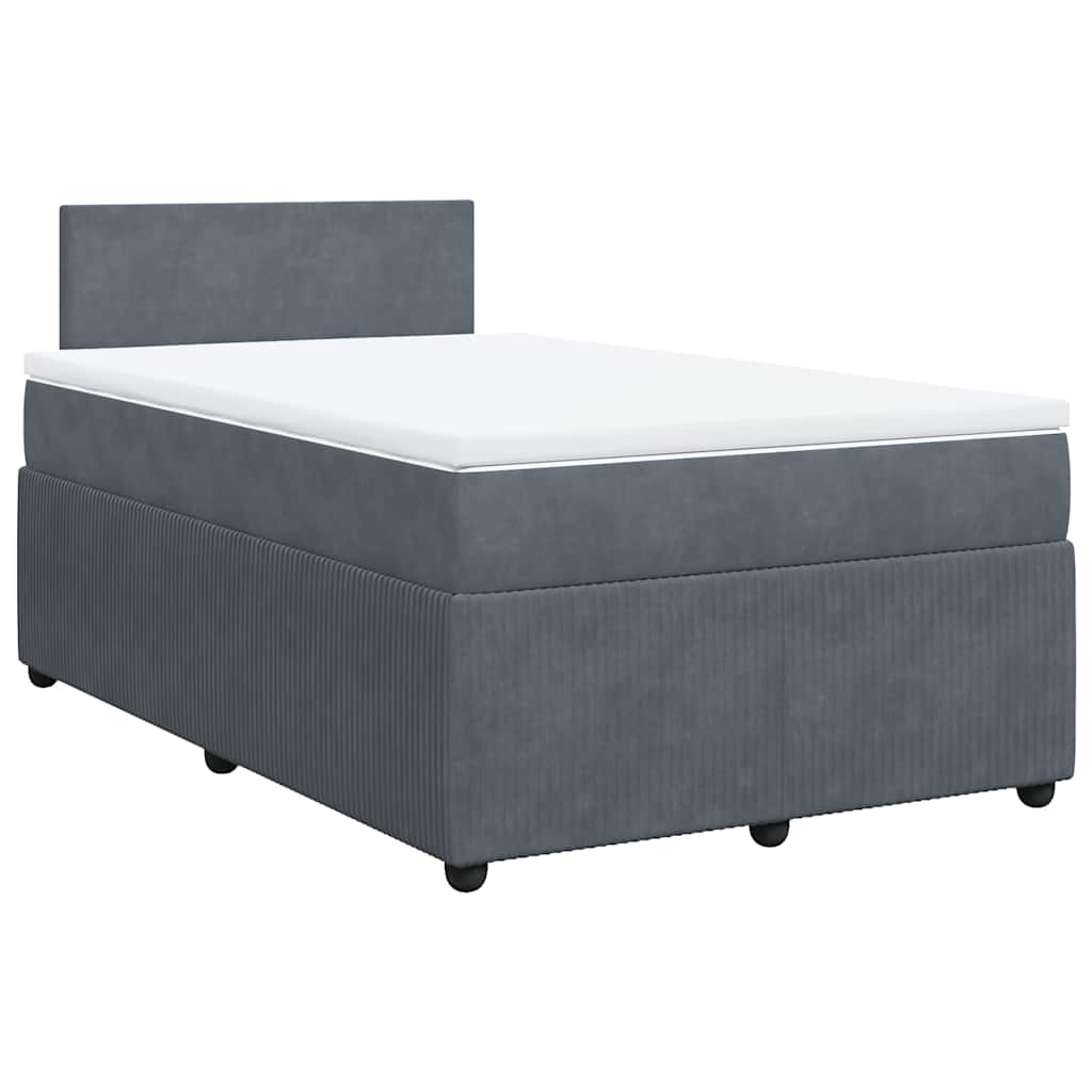 Sommier à lattes de lit et matelas gris foncé 120x190cm velours - XIOS