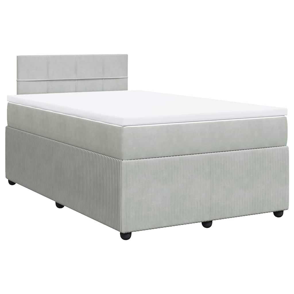 Sommier à lattes de lit et matelas gris clair 120x190cm velours - XIOS