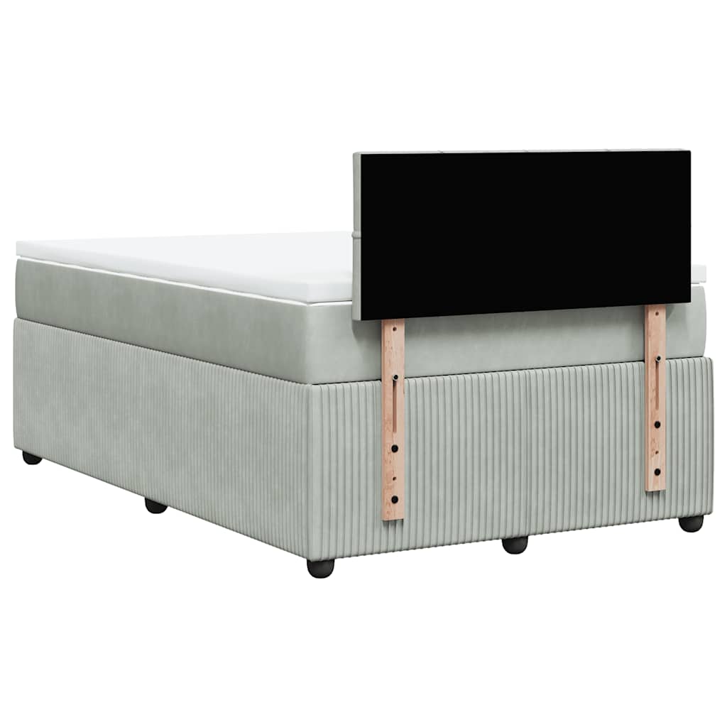 Sommier à lattes de lit et matelas gris clair 120x190cm velours - XIOS