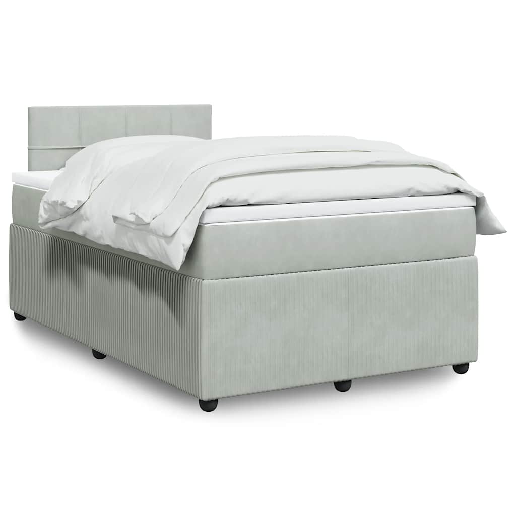 Sommier à lattes de lit et matelas gris clair 120x190cm velours - XIOS