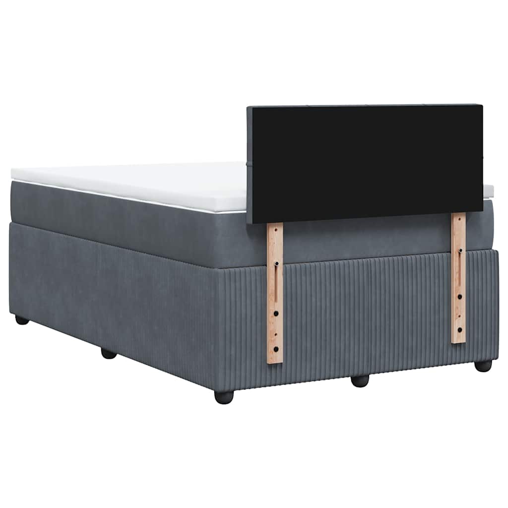 Sommier à lattes de lit et matelas gris foncé 120x190cm velours - XIOS