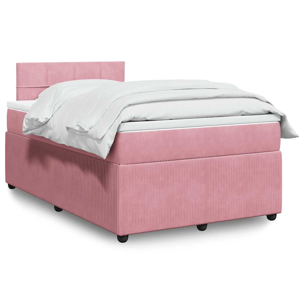 Sommier à lattes de lit avec matelas rose 120x190 cm velours