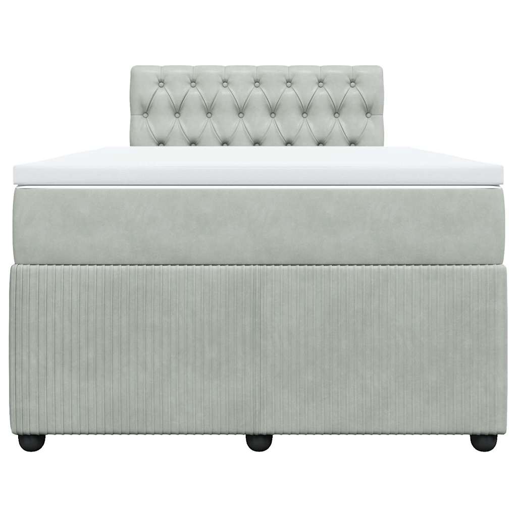 Sommier à lattes de lit et matelas gris clair 120x190cm velours