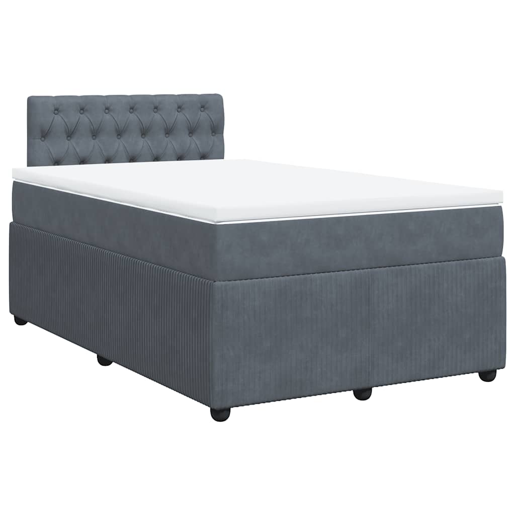 Sommier à lattes de lit et matelas gris foncé 120x190cm velours - XIOS