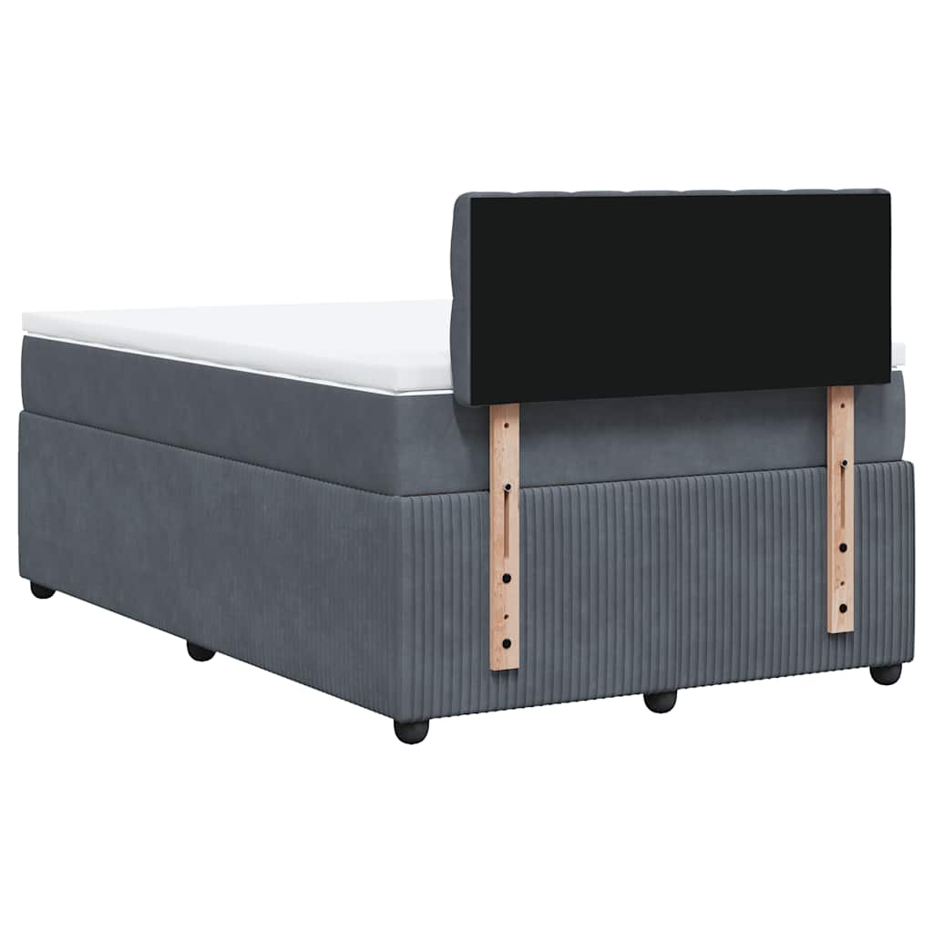 Sommier à lattes de lit et matelas gris foncé 120x190cm velours - XIOS