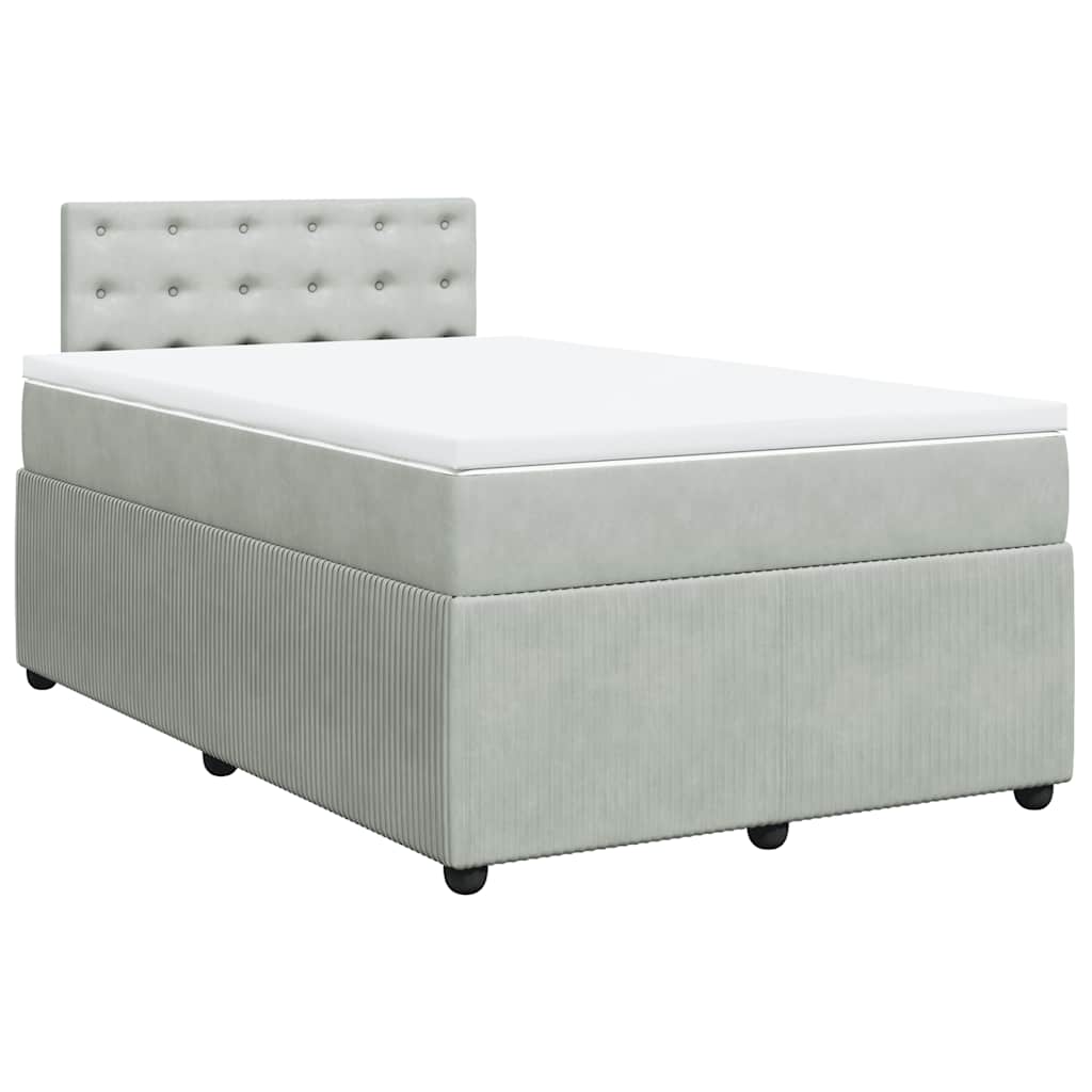 Sommier à lattes de lit et matelas gris clair 120x190cm velours - XIOS