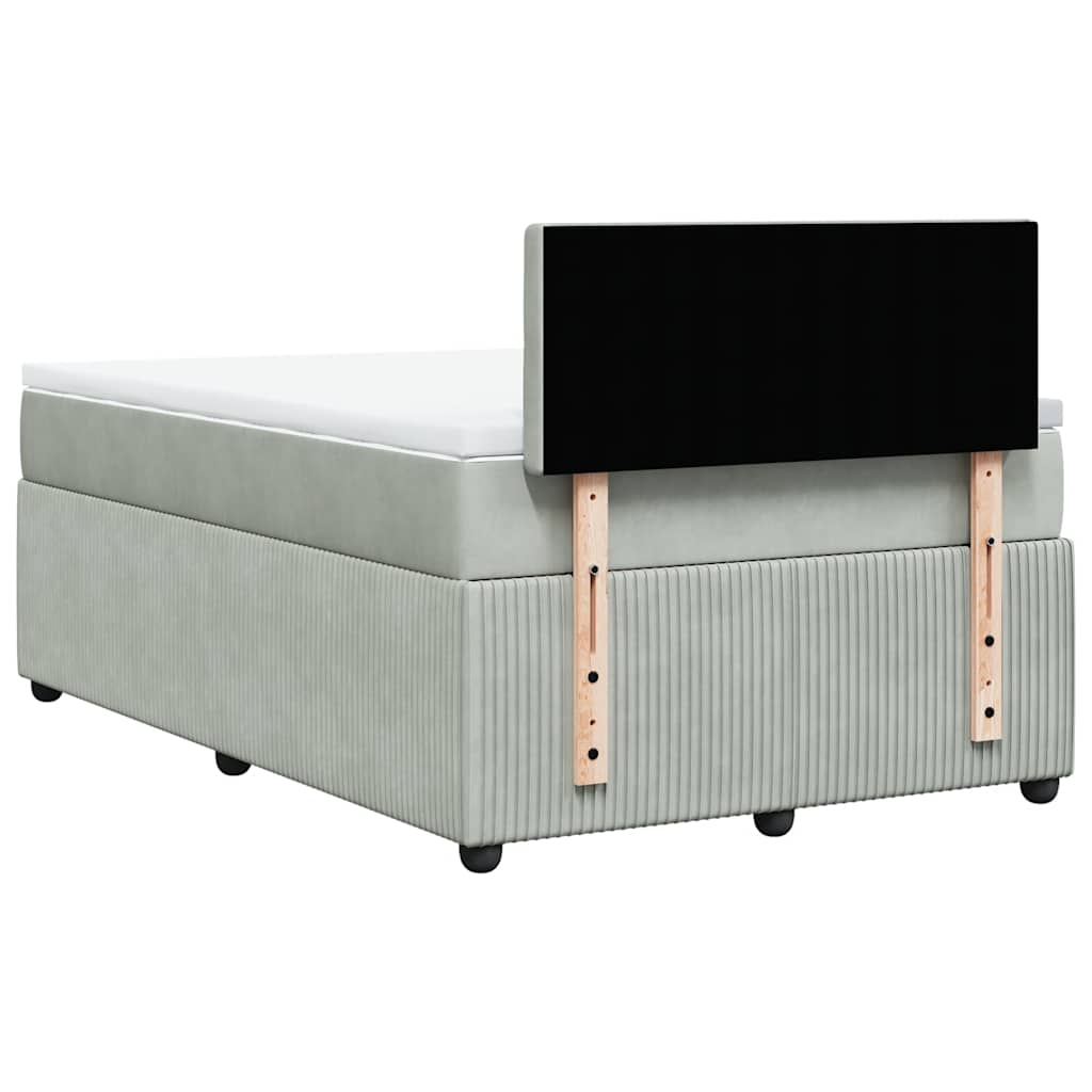 Sommier à lattes de lit et matelas gris clair 120x190cm velours - XIOS