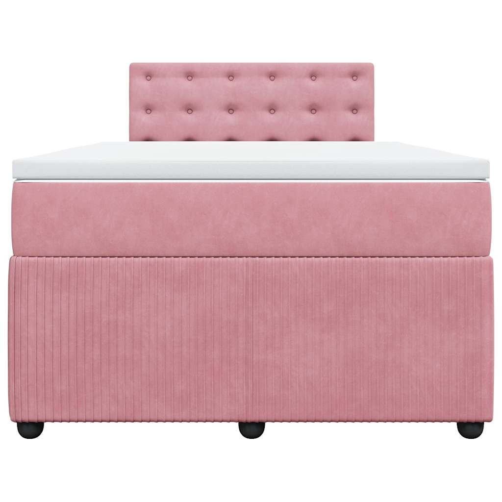 Sommier à lattes de lit avec matelas rose 120x190 cm velours - XIOS