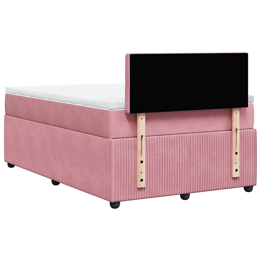Sommier à lattes de lit avec matelas rose 120x190 cm velours - XIOS