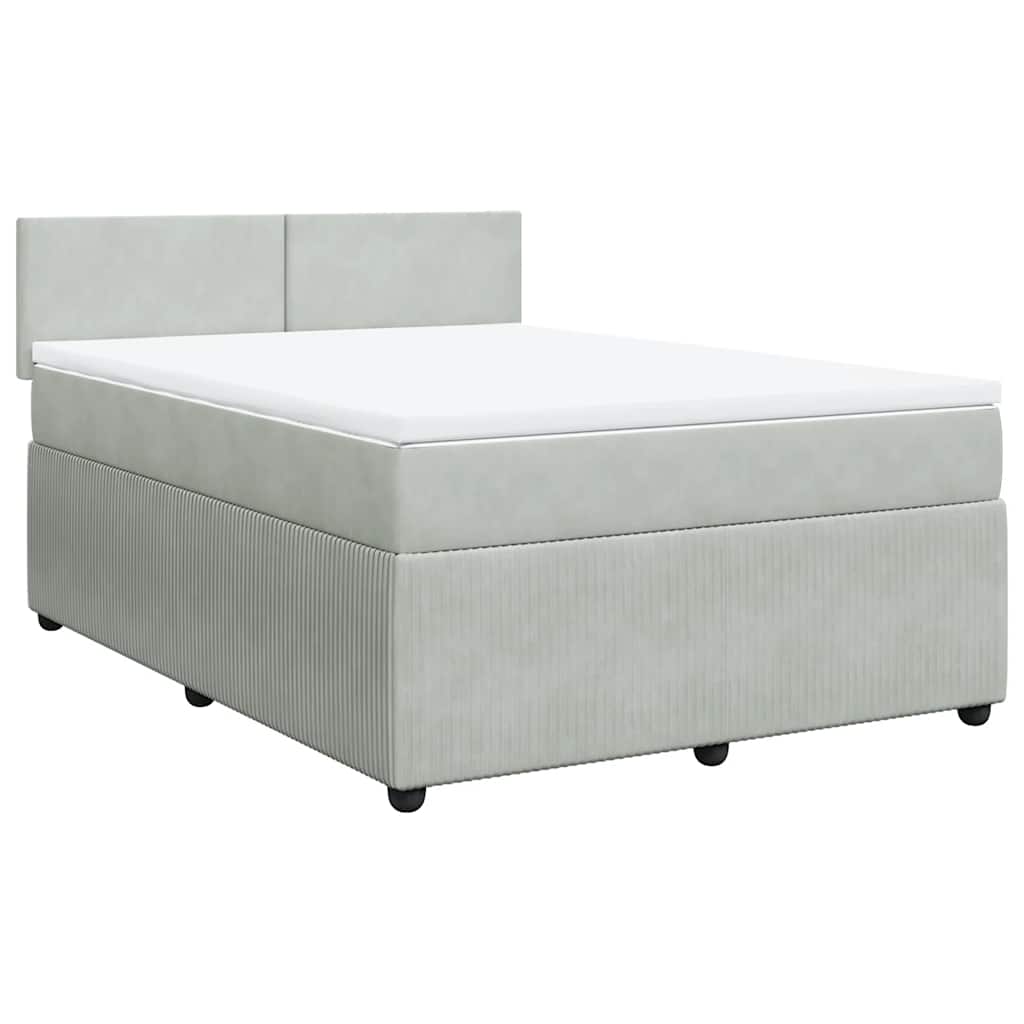 Sommier à lattes de lit et matelas Gris clair 140x190cm Velours - XIOS