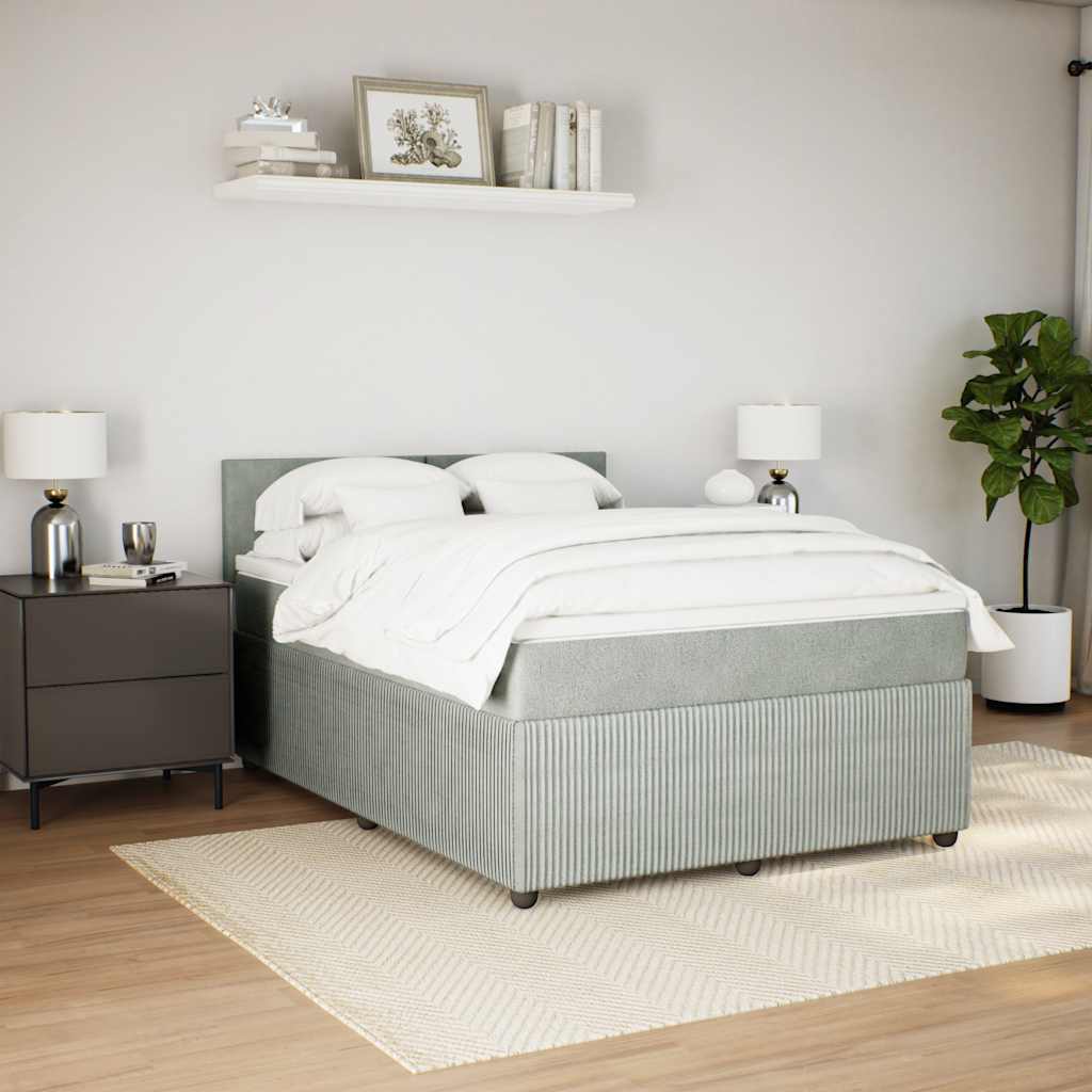 Sommier à lattes de lit et matelas Gris clair 140x190cm Velours - XIOS