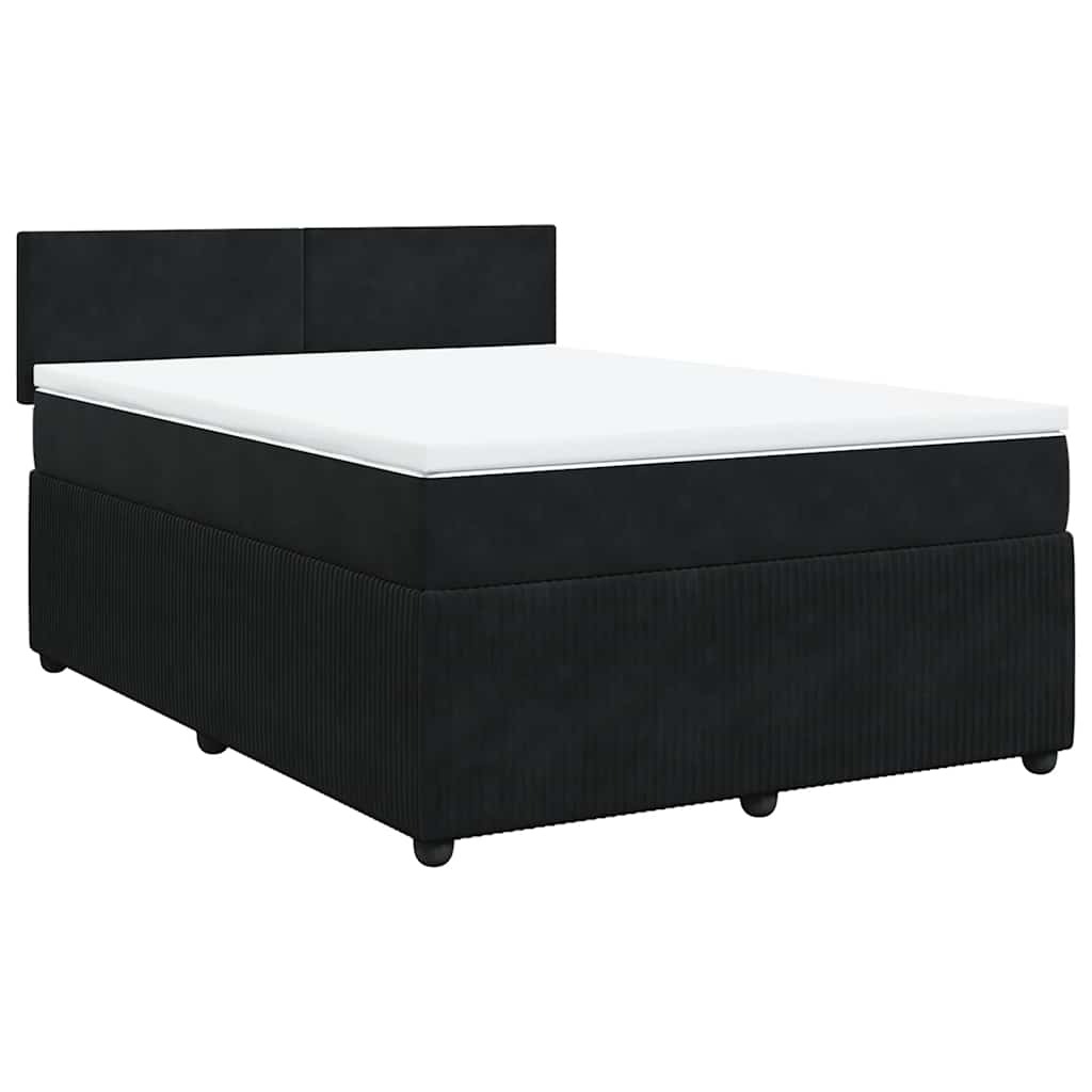 Sommier à lattes de lit avec matelas Noir 140x190 cm Velours - XIOS