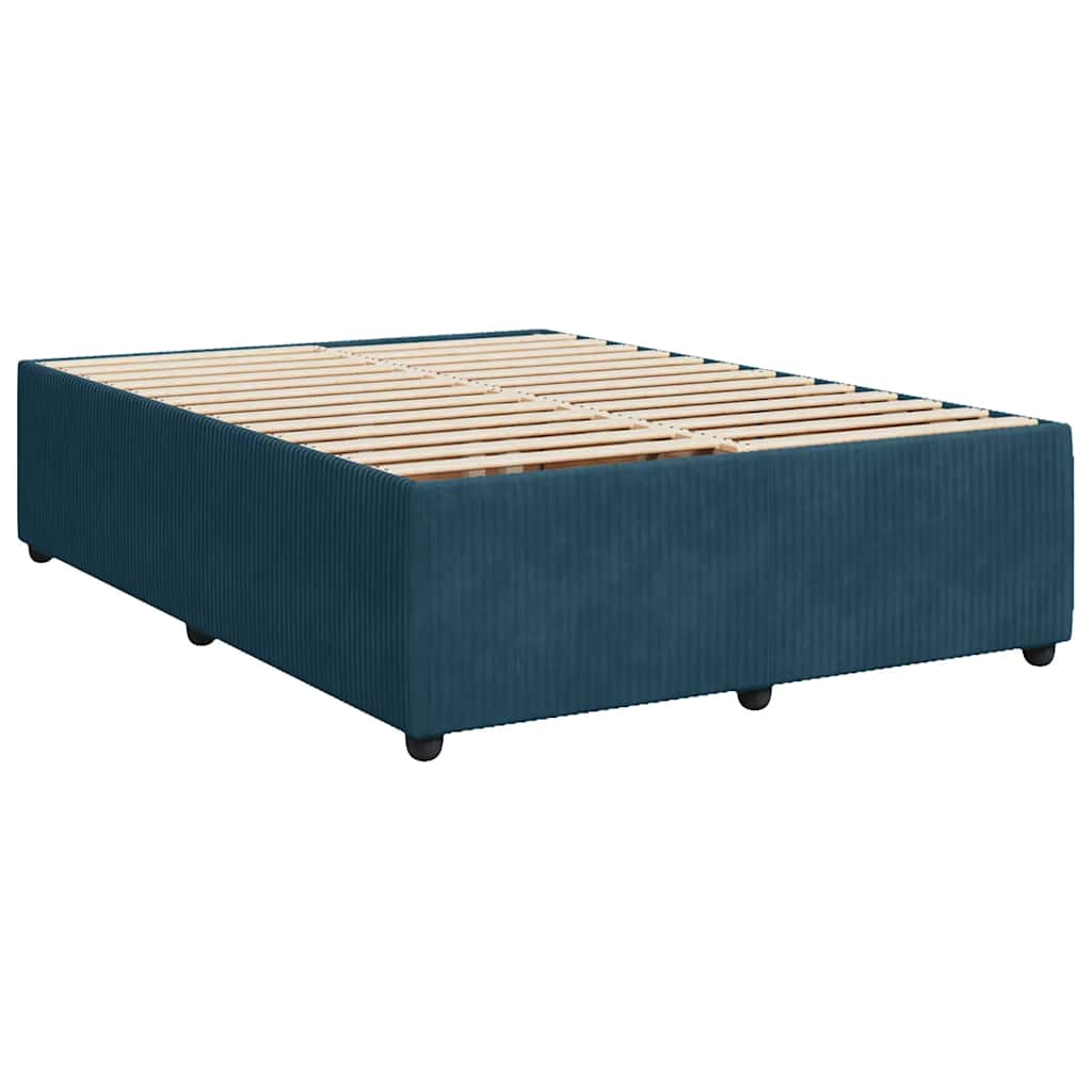 Sommier à lattes de lit et matelas bleu 140x190 cm velours - XIOS
