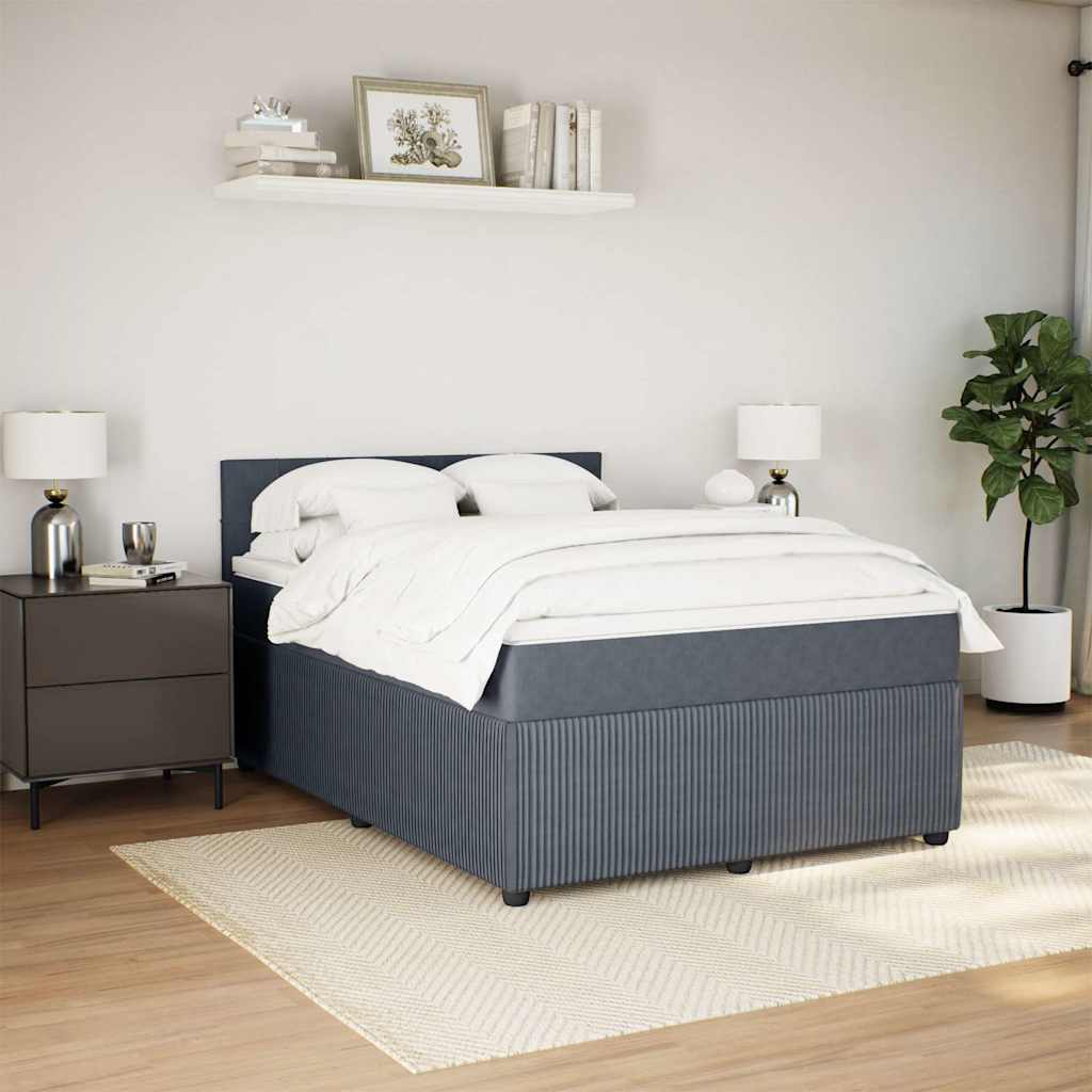 Sommier à lattes de lit et matelas Gris foncé 140x190cm Velours - XIOS
