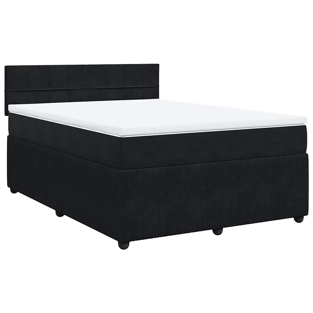 Sommier à lattes de lit avec matelas Noir 140x190 cm Velours - XIOS