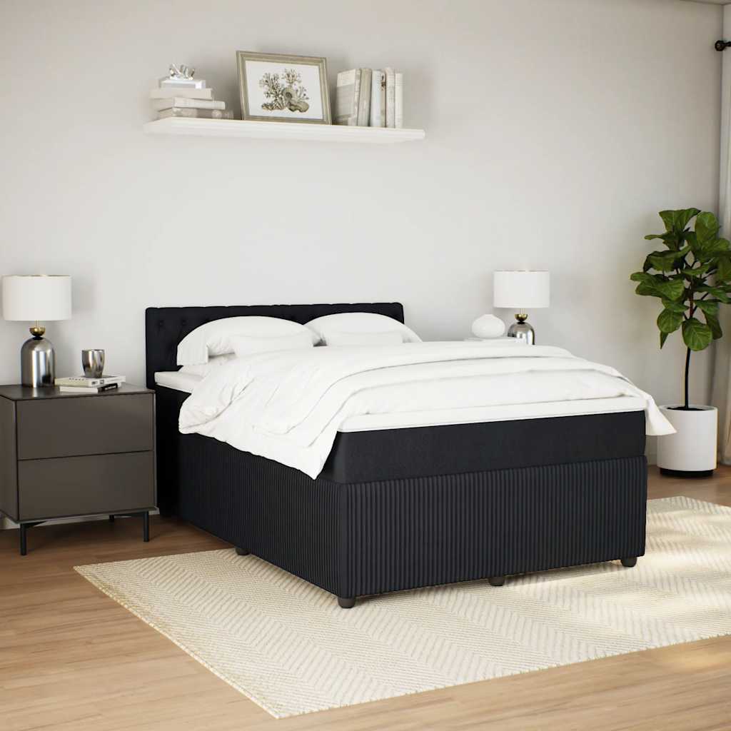 Sommier à lattes de lit avec matelas Noir 140x190 cm Velours - XIOS