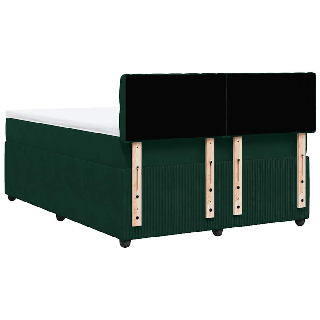 Sommier à lattes de lit et matelas Vert foncé 140x190cm Velours
