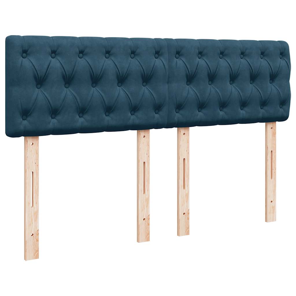 Sommier à lattes de lit et matelas bleu 140x190 cm velours - XIOS