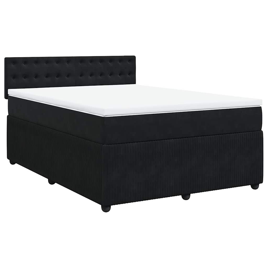 Sommier à lattes de lit avec matelas Noir 140x190 cm Velours - XIOS