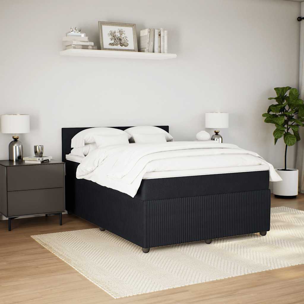 Sommier à lattes de lit avec matelas Noir 140x200 cm Velours - XIOS