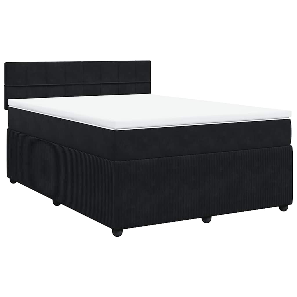 Sommier à lattes de lit avec matelas Noir 140x200 cm Velours - XIOS