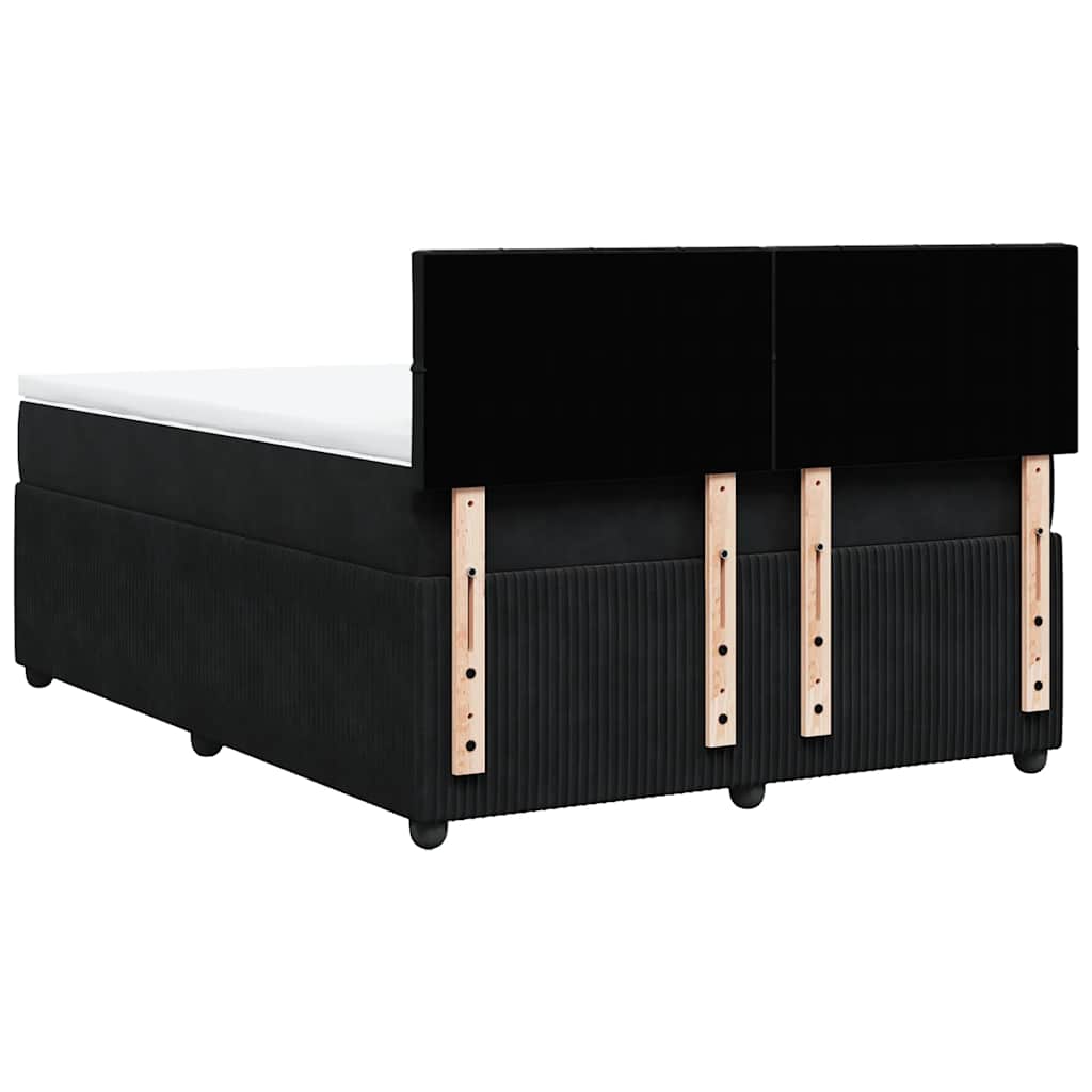 Sommier à lattes de lit avec matelas Noir 140x200 cm Velours - XIOS