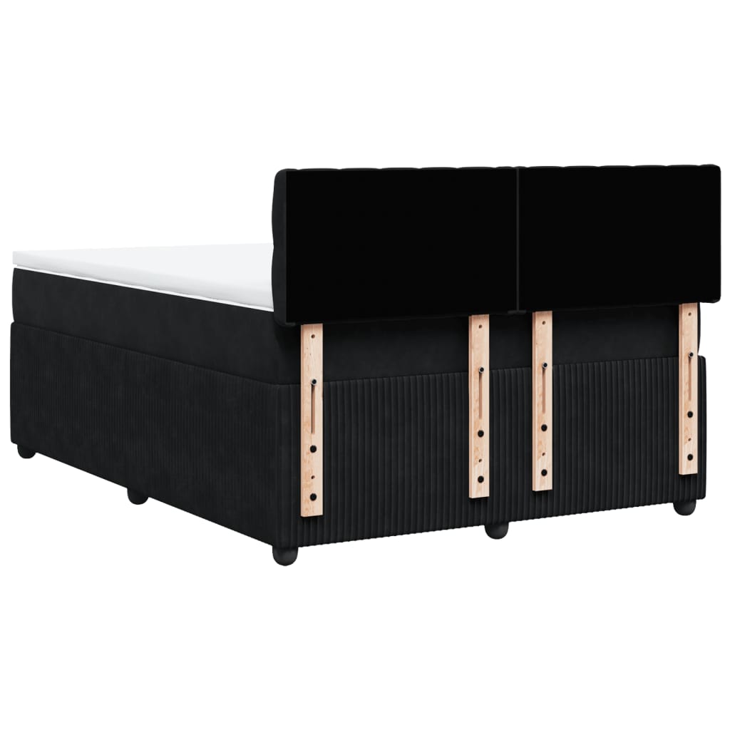 Sommier à lattes de lit avec matelas Noir 140x200 cm Velours - XIOS