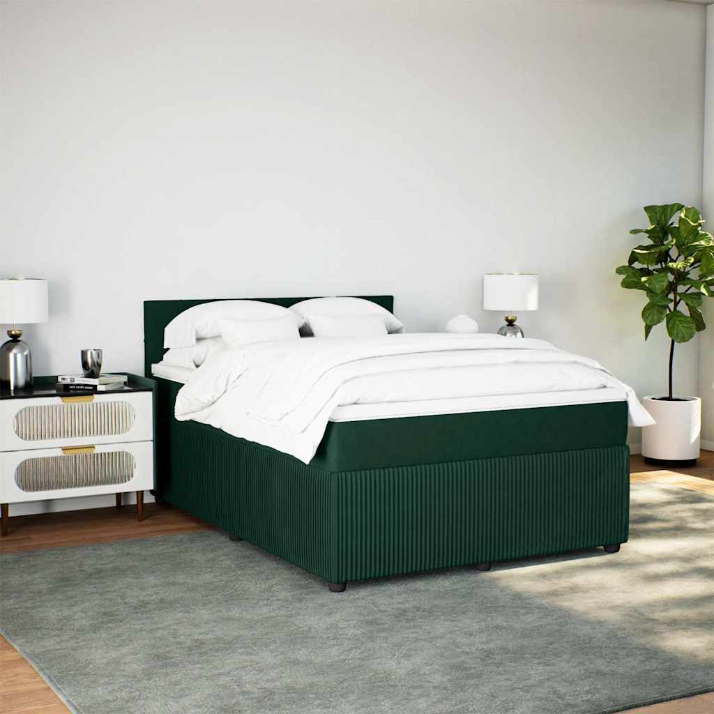 Sommier à lattes de lit et matelas Vert foncé 160x200cm Velours