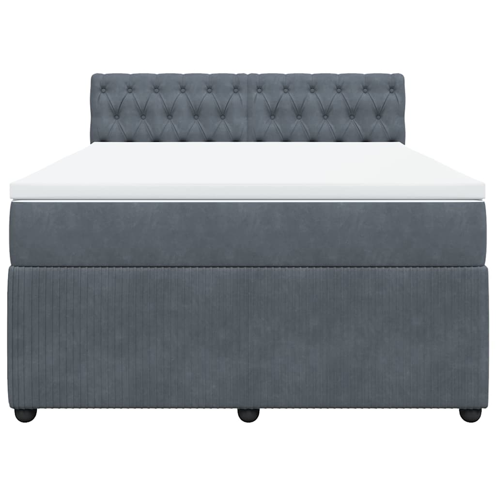 Sommier à lattes de lit et matelas Gris foncé 160x200cm Velours - XIOS