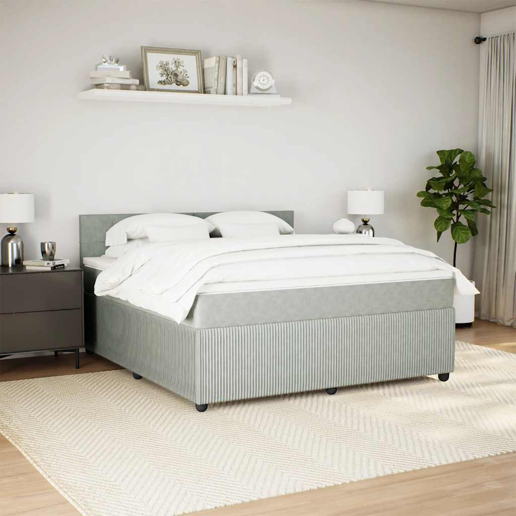 Sommier à lattes de lit et matelas Gris clair 180x200cm Velours - XIOS