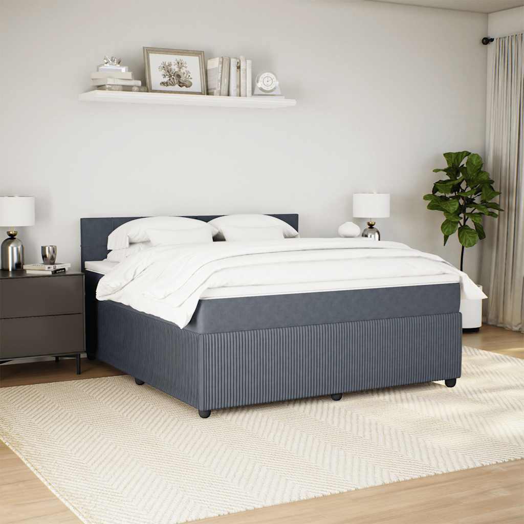 Sommier à lattes de lit et matelas Gris foncé 180x200cm Velours - XIOS