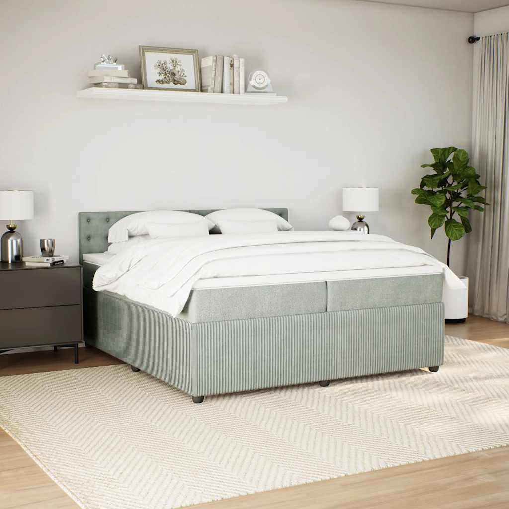 Sommier à lattes de lit et matelas Gris clair 200x200cm Velours